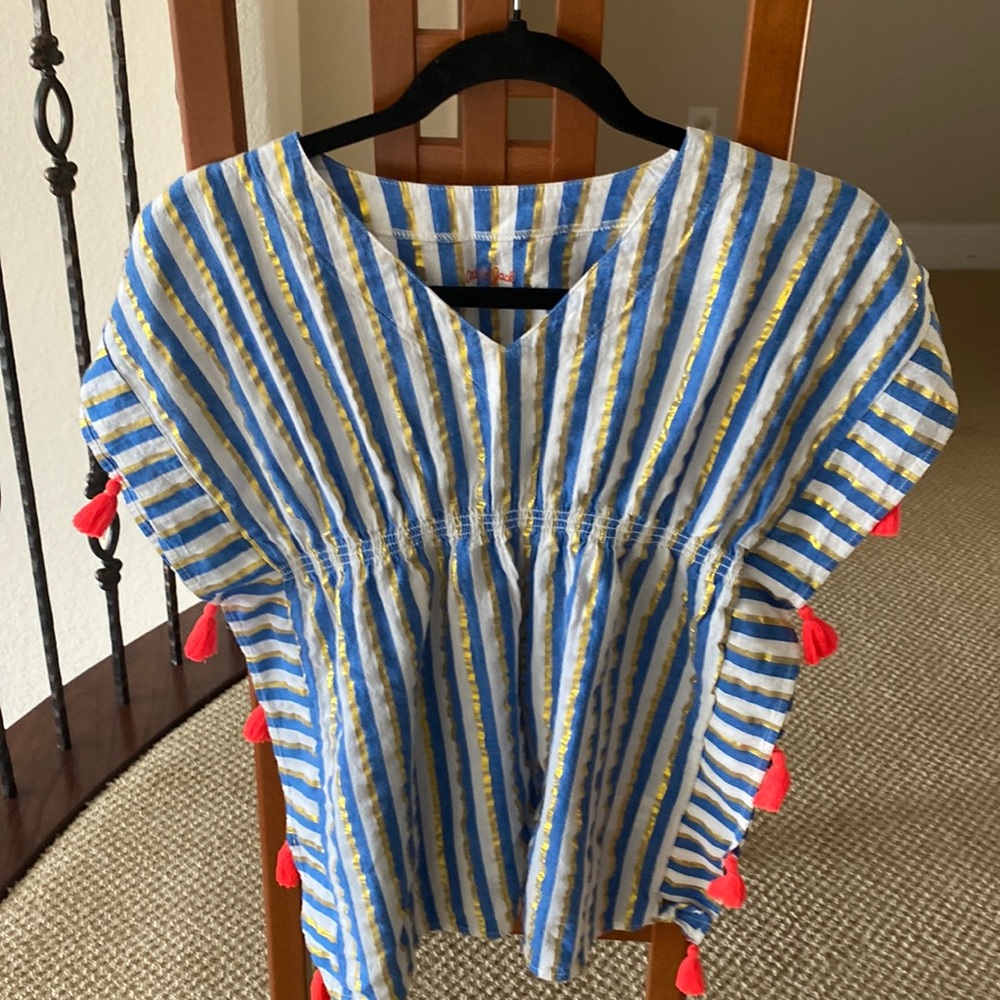 Swim coverup w fringe, girl sz 7-8